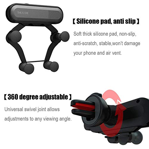 Car Phone Holder, Air Vent Mount Cell Phone Holder, Megafeis Gravity Auto Clamping and Retracting, 360 Degree Viewing Angle for 4.7 to 6.5 inches Mobile Phones. - Thumbnail 2