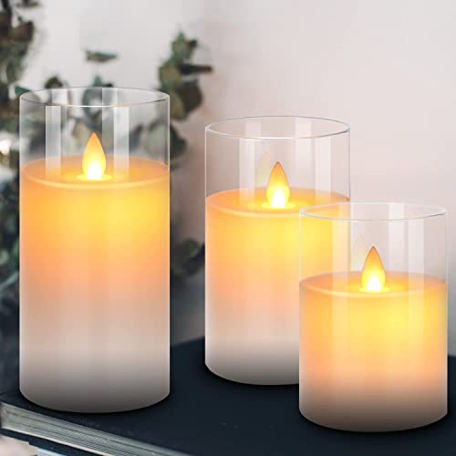 Flickering Flameless Candles, Battery Operated Acrylic LED Pillar