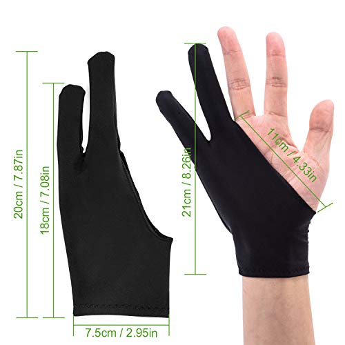 OTraki 4 Pack Artist Gloves for Drawing Tablet Free-Size Artist's Drawing Glove with Two Fingers for Graphics Pad Painting Good for Right Hand or Left Hand