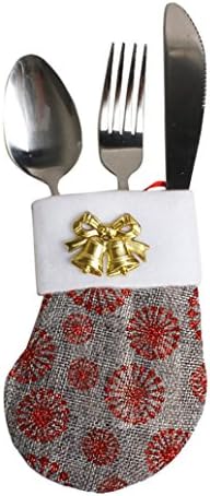 Keepfit Christmas Sock Cutlery Holders Xmas Stockings Tableware Fork Knife Bags for Party Decoration (Gray)