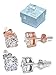 Buyless Fashion Womens and Girls Stud Earrings - 2 Pair White and Rose Gold with Crystal and Gift Box