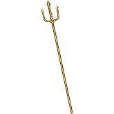 Gold Trident 54In King Neptune Trident Costume Accessory,Plastic Poseidon Trident Prop Cosplay Party for Halloween Decoration