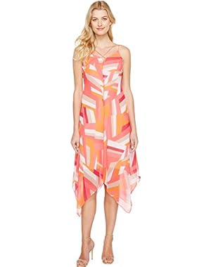 Womens Chiffon Dress with Handkerchief Hem