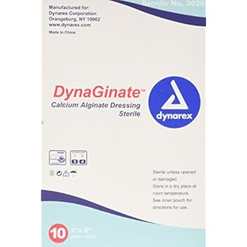 Dynarex Dynaginate Calcium Alginate Dressing, 10 Count/2 x 2 Inch