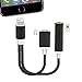 SUMGOTT AC1702 2-in-1 Lightning Cable to 3.5 mm Headphone Jack and Charging Adapter for iPhone 7/7 Plus - Black