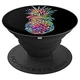 Tropical Pineapple On Black Background PopSockets Grip PopSockets Grip and Stand for Phones and Tablets