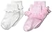 Jefferies Socks Baby-Girls Ruffle and Ripple Edge Turn Cuff 2 Pair Pack, Pink/White, Infant