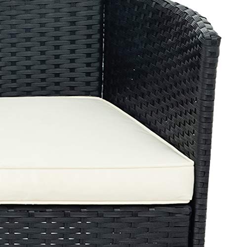 YHNHT Gartenlounge Set,Polyrattan Sitzgruppe für 2 Personen Balkonmöbel Set Gartenmöbel-Set-1 Tisch & 2 Sessel-für Garten Balkon & Terrasse,Schwarz – Bild 7
