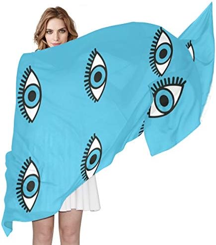 100% Evil Eye Silk Scarf for Women- Lightweight Scarves Shawls, ChunBB 70.86" x 35.4"