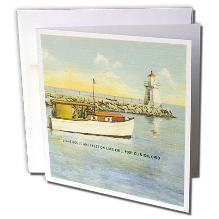3dRosePort Clinton Lighthouse Looking Over Lake Erie (Vintage) - Greeting Cards, 6 x 6 inches, set of 6 (gc_61712_1)