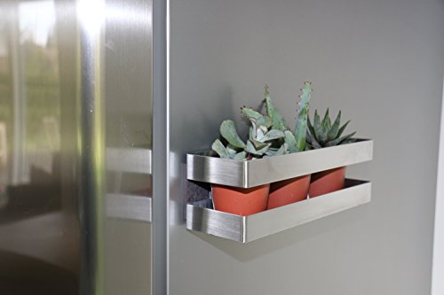 Compactor Magnetic Kitchen Spice Rack for Fridges and Metal Surfaces, Stainless Steel, Silver, 20.5 x 6 x 6 cm