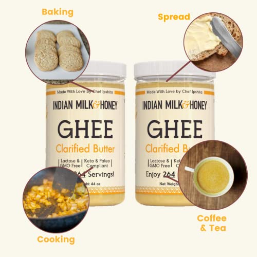 Classic Ghee Butter, GrassFed by Indian Milk & Honey, 44 oz x 2 (Twin