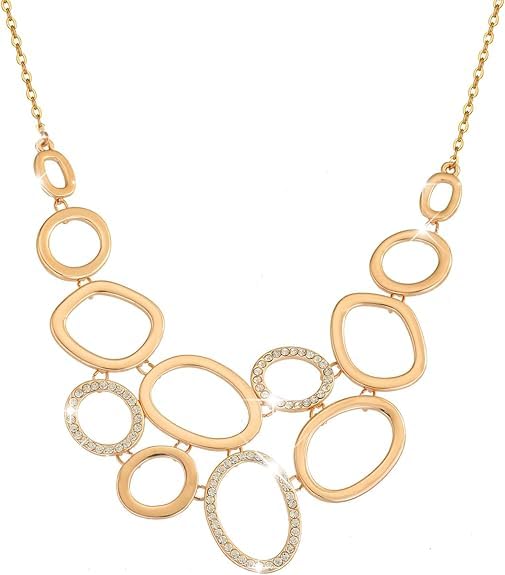 PengJin Long necklaces for women jewelry, Hypoallergenic 18KC gold plated with CZ shiny crystal chain, suitable for girls' birthday wedding