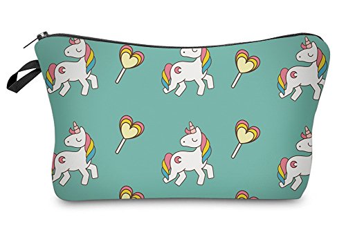 StylesILove Unique Unicorn Collection Pouch Travel Case Cosmetic Makeup Bag (Green)
