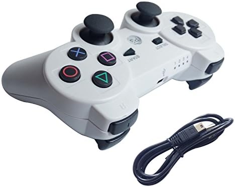 Tevodo Wireless Bluetooth Controller For PS3 Double Shock - Bundled with USB charge cord?White?