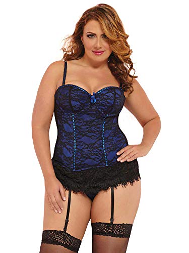 Seven Til Midnight Women's Victorian Lace Bustier,Blue,X-Large
