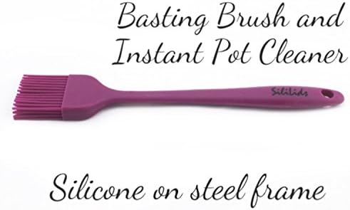 Sililids Basting Brush. Purple. Ergonomic, Steel Framed, Single Piece Construction. 100% Food Grade Silicone. Great Gift for The BBQ Enthusiast or Chef in Your Family.