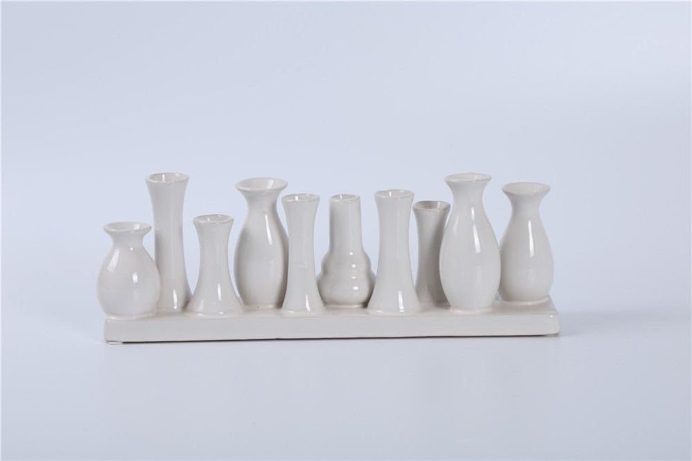 Home&Decorations Jinfa Handmade Small Ceramic Vase Set, Multicoloured or Plain, 5-10 Mini Vases, Table & Living Room Decor - Image 3