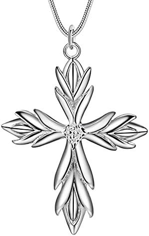 Silver I Love Jesus Cross Necklace Pendant Chain,Jewelry with a Luxury Gift Bag for Easy Gift Giving Womans Necklace Birthday Gifts For Women Gifts For Girls .925 Sterling Silver