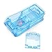 Excellent Portable Clear Pill Splitter, Effective Finger Protecting Pill Cutter with Safe Shield for Big and Small Pills, Vitamin Cutter with V-Grip and Two Devided Pill Compartments by MEETWIN (Blue)