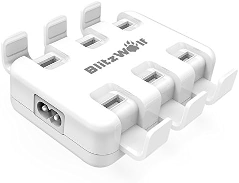 BlitzWolfÂ BW-S4 50W Smart 6-Port High Speed Desktop USB Charger For iPhone iPad Samsung(Random: Plug)