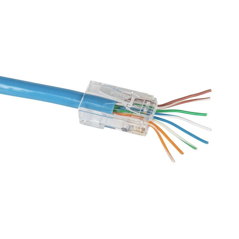 Klein Tools VDV826-763 Pass-Thru Modular Data Plug, RJ45 CAT6, Gold Plated, Pass Through Connectors 200-Pack