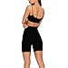 LUFENG Women's Suit Two Pieces Set Sexy Sleeveless Strapless Crop Top and Shorts Set Black S