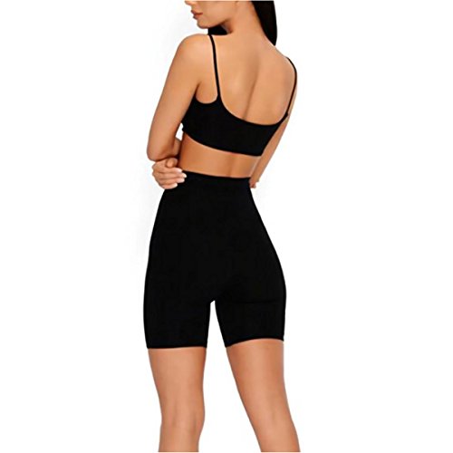 LUFENG Women's Suit Two Pieces Set Sexy Sleeveless Strapless Crop Top and Shorts Set Black S