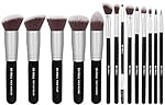 BS-MALL(TM) Makeup Brushes Premium 14 Pcs Synthetic Foundation Powder Concealers Eye Shadows Silver Black Makeup Brush Sets(Silver Black)