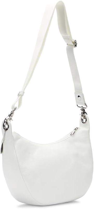 Leder Umhängetasche Mellow Leather Hobo Bag Blanc weiß