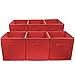 Sorbus Foldable Storage Cubes - 6 Fabric Baskets for Organizing Pantry, Shelf, Toy Box, Cubby, Closet Organizer - 11 Inch Collapsible Closet Organizers and Storage Bins - Red Storage Cubes with Handle