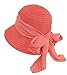 Cute Foldable Cloche Bucket Sun Hat, Ribbon Crusher w/ Sash & Bow, UV Protection