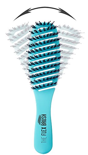 Flex Brush Vented Hair Brush for Blow Drying, Flexible Bristle for Women & Kids, Detangling, Massages Scalp for Hair Growth, Lightweight & Vented for Faster Drying, Boar Bristle & Nylon Mix (Blue)