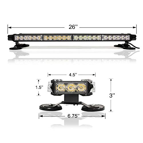 FOXCID 26" 54 LED Amber Emergency Warning Security Roof Top Flash Strobe Light Bar with Magnetic Base, for Plow or Tow Truck Construction Vehicle