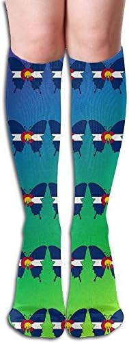 GYANG Thigh High Socks Colorado Butterfly Flag Women's Over The Knee High Leg Wamers Girls Winter Warm Crochet Stockings