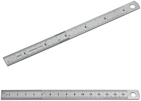 2pc 6-Inch Stainless Steel Pocket Rulers - Double-Sided SAE + Metric