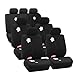 FH Group Three Row 7 Seater Floral Design Cloth Car Seat Covers, Airbag Compatible and Split Bench- Universal Fit for Cars Trucks & SUVs Black