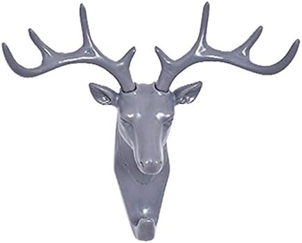 Gosedy American Style Household Wall Decor Antlers Multi-purpose Wall Coat Keys Bags Clothes Deer Hook (Gray)
