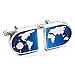 MOWOM Silver Tone Blue 2PCS Rhodium Plated Cufflinks World Map Shirt Wedding Business
