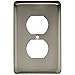 Stamped Steel Round Single Duplex Outlet Wall Plate / Switch Plate / Cover, Satin Nickel, Packaging may Vary