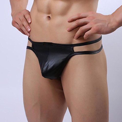 BeautyVan Hot Sale! Men Shorts, Fashion Design Hot Sexy Men's Thongs G-String Underwear Leather Jockstrap Trunks (M, Black ~1)