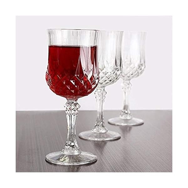 PARTY BARGAINS 8 CrystalLike Wine Glasses (8oz) Clear Shatterproof Elegant Hard Plastic Wine