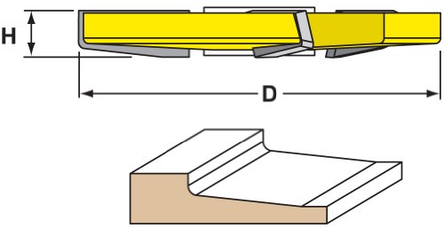 Woodtek 832777, Shaper Cutters, 5-Deg Bevel With Cove Raised Panel, 1-1/4"