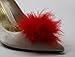 Detachable RED Feather Pom Pom Shoe Clips Set of 2