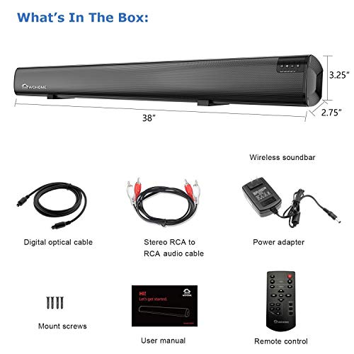 Soundbar Wohome tv Sound Bar Wireless Bluetooth Home Theater Surround Speaker System with Remote Control 34 Inch 6 Drivers 80W 100 dB 2020 Updated Version Model S19