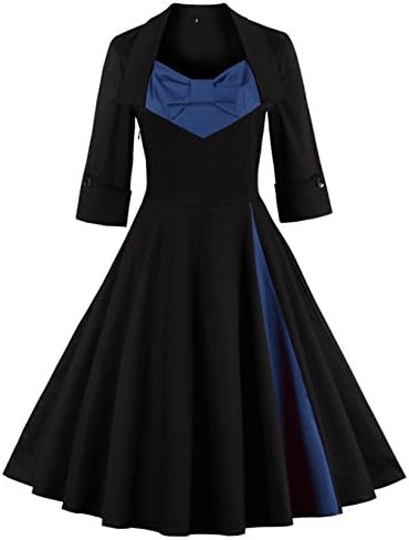 MissNina Women 50s Vintage Classic 3/4 Sleeve Bodycon Evening Bridesmaid Dress Black/Navy 4XL