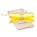 GIFIORE Heart Sunglasses for Women Cute Rimless Heart Shaped Sun Glasses Candy Color Shades (Yellow)