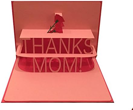 Amazon ポップアップグリーティングカード 母の日 Thanks Momの 文字 カーネーション グリーティングカード 文房具 オフィス用品