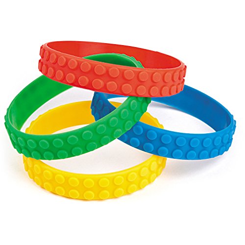 Fun Express – Block Party Rubber Bracelet for Birthday – Jewelry – Bracelets – Rubber Bracelets – Birthday – 12 Pieces