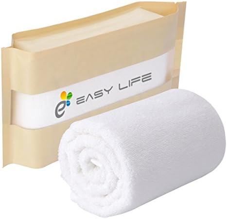 EasyLife AMZ 100% Pure Cotton Salon Towels Long-staple Strongly Water Absorption White Hand Towels 13 x 30 inch Microfiber Travel Towel with Individually Packaged for Shower, Spa, GYM (White)
